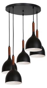 Lampadario a sospensione con filo NOAK WOOD 5xE27/60W/230V nero/legno scuro