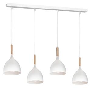 Lampadario a sospensione con filo NOAK WOOD 4xE27/60W/230V bianco/legno