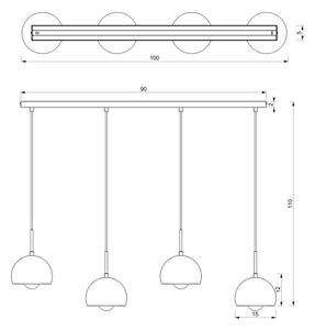 Lampadario su corda COOL 4xE27/60W/230V nero