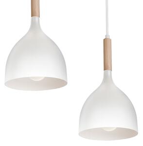 Lampadario a sospensione con filo NOAK 5xE27/60W/230V bianco/legno