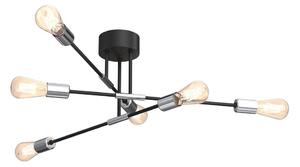 Lampadario on a pole FLAME 6xE27/60W/230V nero/cromo lucido