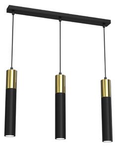 Lampadario a sospensione con filo CASSA 3xGU10/8W/230V nero/oro