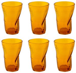 Set 6 Bicchieri Accartocciati 34 cl Ø8 cm in Vetro Pressato Kaleidos Arancioni
