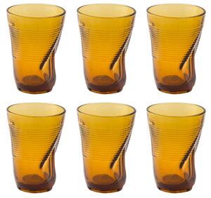 Set 6 Bicchieri Accartocciati 34 cl Ø8 cm in Vetro Pressato Kaleidos Ambra