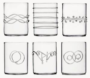 Set di 6 bicchieri in vetro soffiato Deco