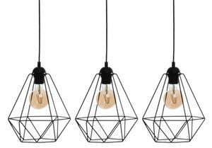 Lampada a sospensione BASKET 3xE27/60W/230V nero