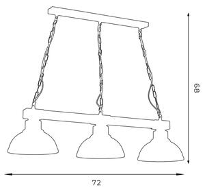 Lampadario a sospensione con catena HAKON 3xE27/60W/230V patina