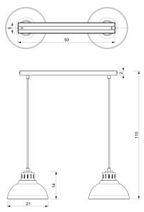 Lampadario a sospensione con filo SVEN 2xE27/15W/230V grigio