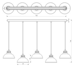 Lampadario a sospensione con filo SVEN 5xE27/15W/230V nero/oro