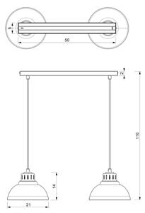 Lampadario a sospensione con filo SVEN 2xE27/15W/230V rosso