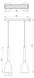 Lampadario a sospensione con filo MUZA 2xE27/60W/230V