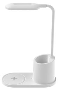 Lampada da tavolo LED LED/3W/5V con caricatore wireless bianco