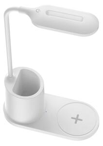 Lampada da tavolo LED LED/3W/5V con caricatore wireless bianco