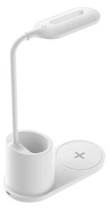 Lampada da tavolo LED LED/3W/5V con caricatore wireless bianco