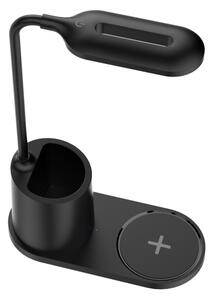 Lampada da tavolo LED LED/3W/5V con ricarica wireless nero