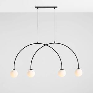 ALDEX Sospensione Alison nero/bianco 4 luci, arco, 129cm