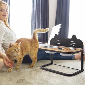 Costway Alimentatore rialzato per gatti e cani di piccola e media taglia, Supporto per gatti rialzato 3 altezze regolabili