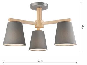 Plafoniera ELLIE 3xE27/60W/230V grigio/rovere