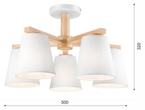 Plafoniera ELLIE 5xE27/60W/230V bianco/rovere