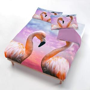 Copripiumino Singolo con Federe Stampato in Microfibra Flamingo