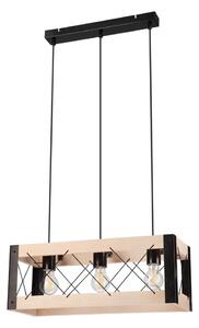 Lampadario a sospensione con filo FRIDA 3xE27/60W/230V nero/beige faggio