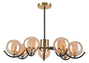 Lampadario a sospensione con supporto rigido GEORGIA 7xE14/5W/230V oro/fumé beige