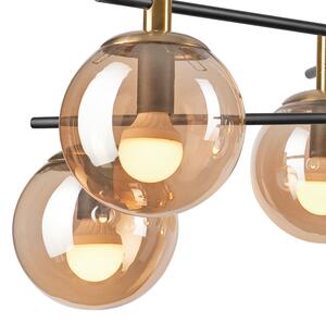 Lampadario a sospensione con supporto rigido LILOU 6xE14/5W/230V oro/nero/fumé beige