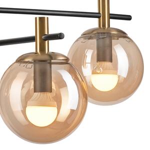 Lampadario a sospensione con supporto rigido LILOU 4xE14/5W/230V oro/nero/fumé beige