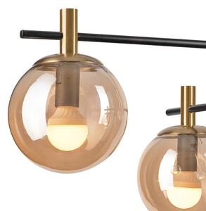 Lampadario a sospensione con supporto rigido LILOU 4xE14/5W/230V oro/nero/fumé beige