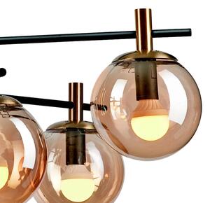 Lampadario a sospensione con supporto rigido LILOU 6xE14/5W/230V oro/nero/fumé beige