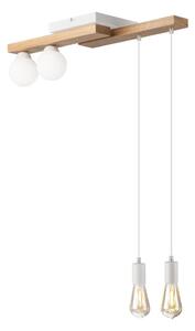 Lampadario a sospensione con filo CORTINA 2xE27/15W/230V + 2xG9/5W/230V bianco/quercia