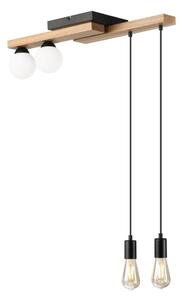 Lampadario a sospensione con filo CORTINA 2xE27/15W/230V + 2xG9/5W/230V nero/quercia