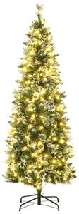 HOMCOM Albero di Natale 180cm Innevato con 240 Luci LED e 618 Rami con Base in Acciaio|Aosom