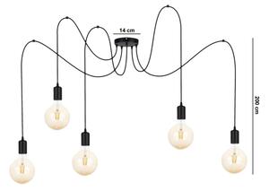 Lampadario a sospensione con filo MIROS 5xE27/60W/230V ragno nero