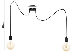 Lampadario a sospensione con filo MIROS 2xE27/60W/230V ragno nero