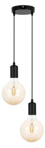 Lampadario a sospensione con filo MIROS 2xE27/60W/230V arrotondato nero