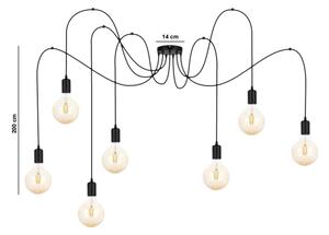 Lampadario a sospensione con filo MIROS 7xE27/60W/230V ragno nero