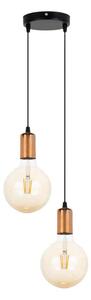 Lampadario a sospensione con filo MIROS 2xE27/60W/230V arrotondato nero/rame