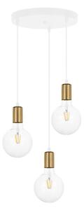 Lampadario a sospensione con filo MIROS 3xE27/60W/230V tondo bianco/oro
