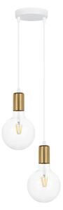 Lampadario a sospensione con filo MIROS 2xE27/60W/230V tondo bianco/oro