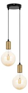 Lampadario a sospensione con filo MIROS 2xE27/60W/230V tondo nero/oro