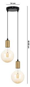 Lampadario a sospensione con filo MIROS 2xE27/60W/230V tondo nero/oro