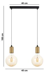 Lampadario a sospensione con filo MIROS 2xE27/60W/230V nero/oro
