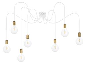 Lampadario a sospensione con filo MIROS 7xE27/60W/230V ragno bianco/oro