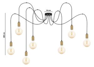 Lampadario a sospensione con filo MIROS 7xE27/60W/230V ragno nero/oro