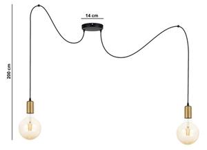 Lampadario a sospensione con filo MIROS 2xE27/60W/230V ragno nero/oro