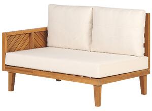 Set divani da giardino in legno di acacia cuscini beige chiaro 4 posti con tavolino design moderno set conversazione per esterni Beliani