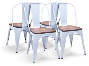 Sofia - Set di 4 sedie in metallo con seduta in legno massello-Blu alice