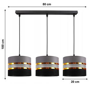 Lampadario a sospensione con filo CORAL 3xE27/60W/230V nero-grigio
