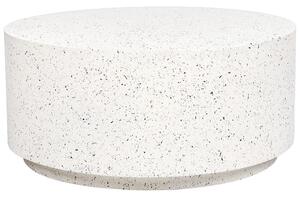 Tavolino da salotto bianco con effetto terrazzo in fibra di vetro MgO con piano rotondo resistente alle macchie UV, alla ruggine, all'acqua e al vento, moderno per esterni. Beliani